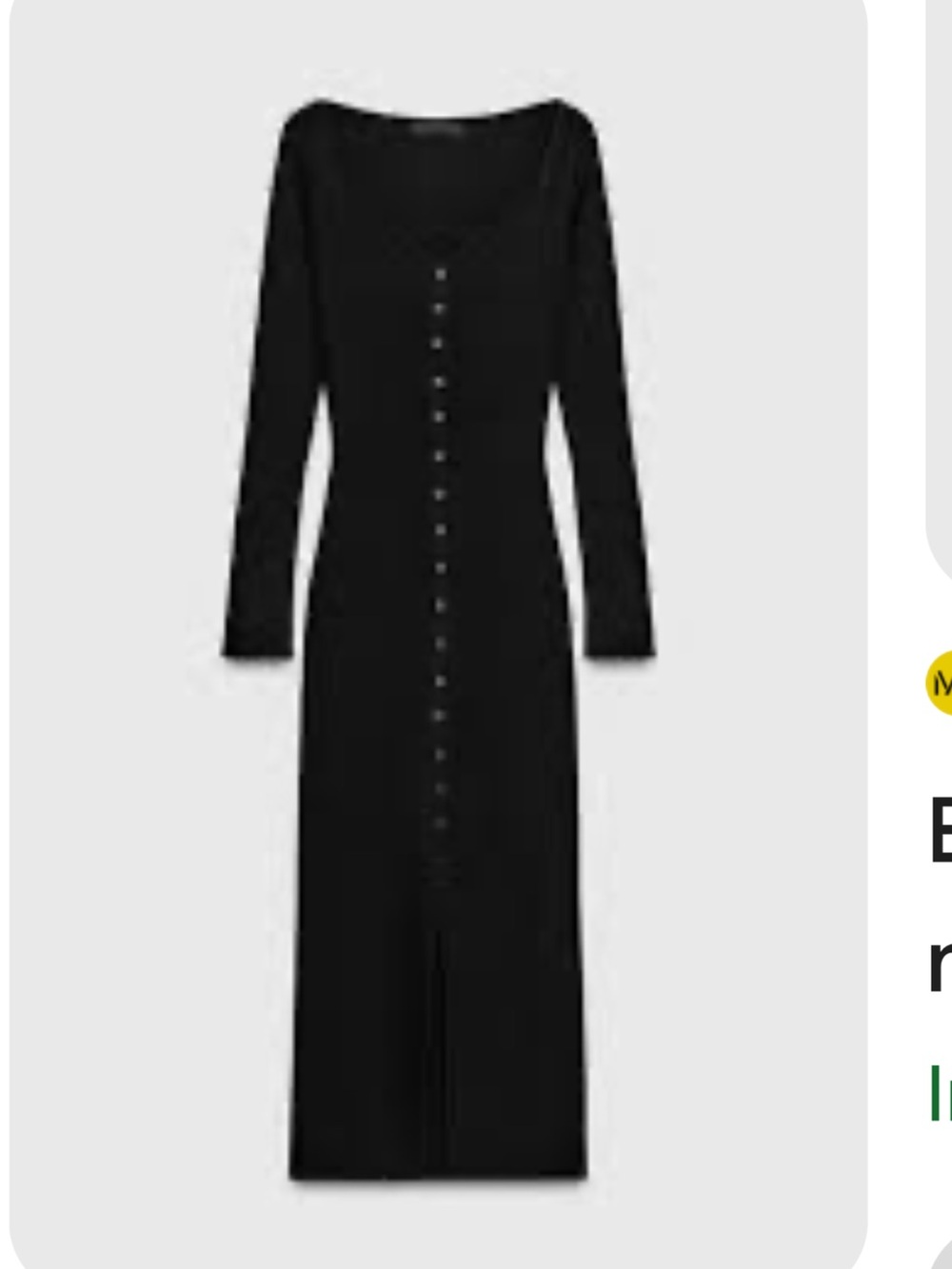Zara size small Black Long Sleeve Button-Front Women's Midi Dress